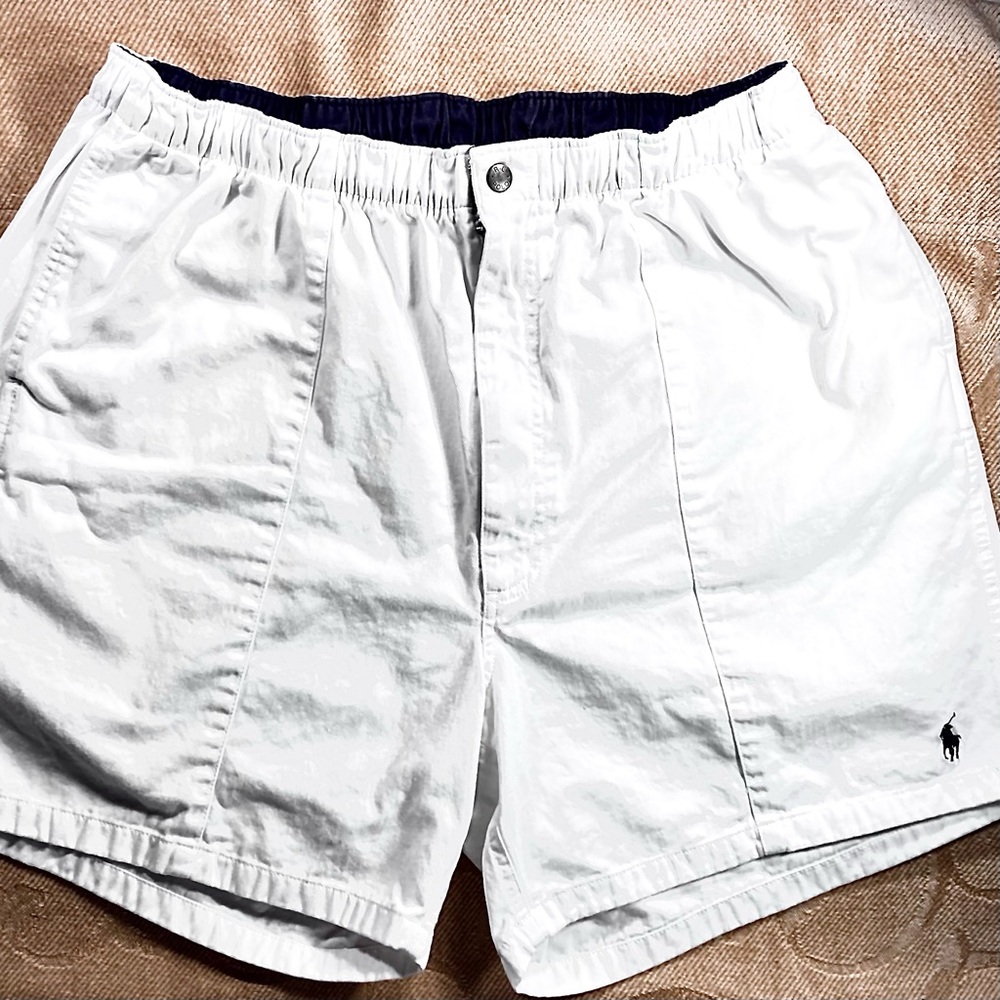 “POLO” Tennis Shorts, by Ralph Lauren, Bright White, XL, 100% Cotton, Like New